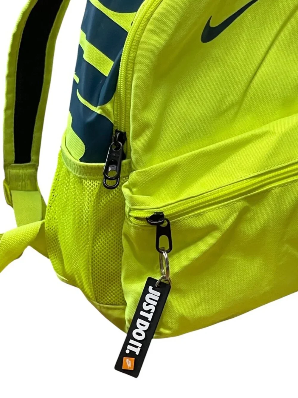 Nike Just Do It Neon Yellow Backpack 100% Polyester With Adjustable Straps & Dua